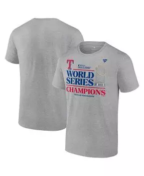 Мужская футболка с логотипом Heather Grey Texas Rangers World Series Champions 2023 в раздевалке Fanatics, цвет Heather Gray
