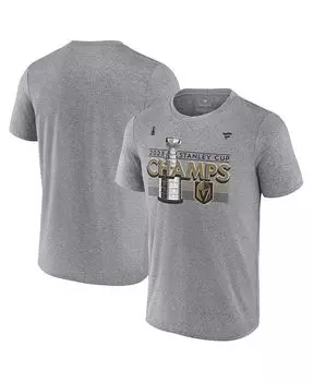 Мужская футболка с логотипом Heather Grey Vegas Golden Knights Кубка Стэнли Чемпионов 2023 в раздевалке Fanatics, цвет Heather Gray