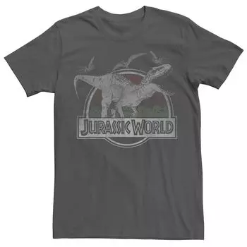 Мужская футболка с логотипом и графическим рисунком «Мир Юрского периода T-Rex Dinosaurs Scene» Licensed Character