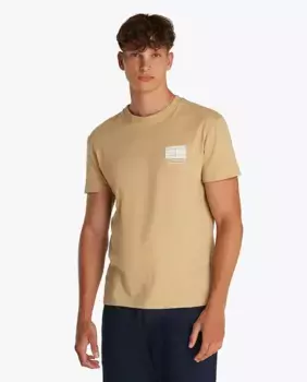 Мужская футболка с логотипом и классическим кроем Tommy Jeans, бежевый