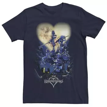 Мужская футболка с логотипом и плакатом Kingdom Hearts Licensed Character, темно-синий