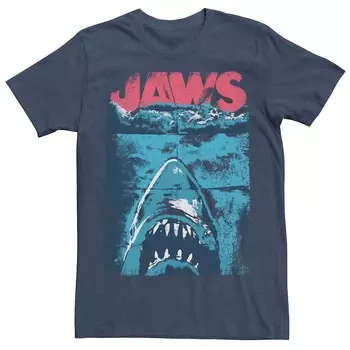 Мужская футболка с логотипом и потертым сложенным плакатом Jaws Licensed Character, цвет Navy Heather