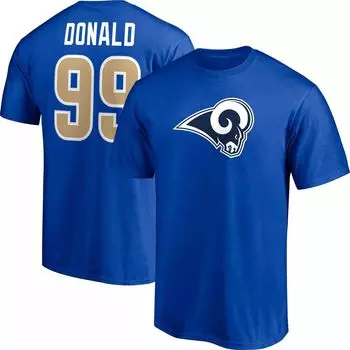 Мужская футболка с логотипом игрока Aaron Donald Royal Los Angeles Rams, именем и номером Fanatics