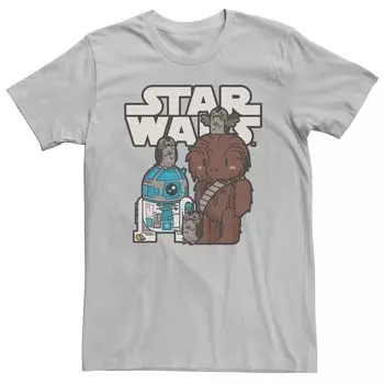Мужская футболка с логотипом из мультфильма «Звездные войны» R2-D2 Chewbacca Porg Licensed Character