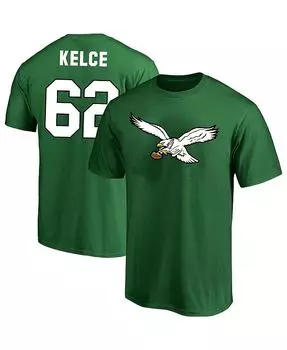 Мужская футболка с логотипом Jason Kelce Kelly Green Philadelphia Eagles Big and Tall с именем и номером игрока Fanatics, зеленый
