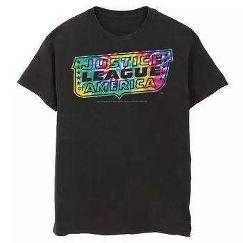 Мужская футболка с логотипом «Лига справедливости тай-дай», Черная DC Comics, черный