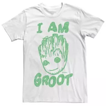 Мужская футболка с логотипом Marvel Guardian Of The Galaxy Rough Groot I Am Groot Licensed Character