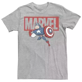 Мужская футболка с логотипом Marvel Капитан Америка в стиле чиби Action Pose Licensed Character
