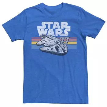 Мужская футболка с логотипом Millennium Falcon 77 Retro Lines Star Wars