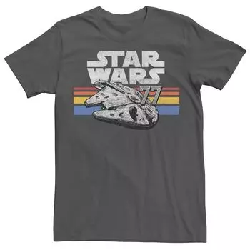 Мужская футболка с логотипом Millennium Falcon 77 Retro Lines Star Wars