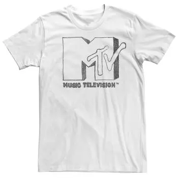 Мужская футболка с логотипом MTV Faded Sharpie Sketch Licensed Character, белый
