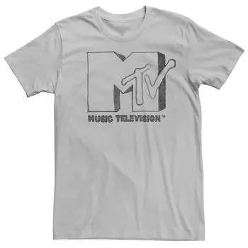 Мужская футболка с логотипом MTV Faded Sharpie Sketch Licensed Character, серебристый