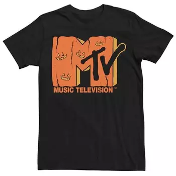 Мужская футболка с логотипом MTV Music Television на Хэллоуин Licensed Character, черный