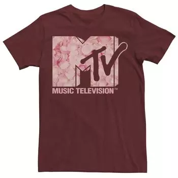 Мужская футболка с логотипом MTV Music Television розового цвета с лепестками роз Licensed Character