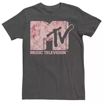 Мужская футболка с логотипом MTV Music Television розового цвета с лепестками роз Licensed Character