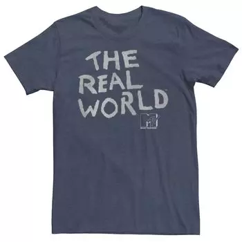 Мужская футболка с логотипом MTV The Real World Sketch Word Stack Licensed Character, синий