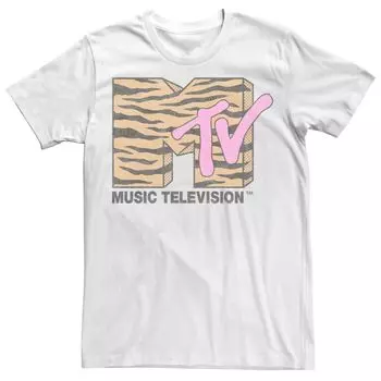 Мужская футболка с логотипом MTV Vintage Tiger Licensed Character, белый