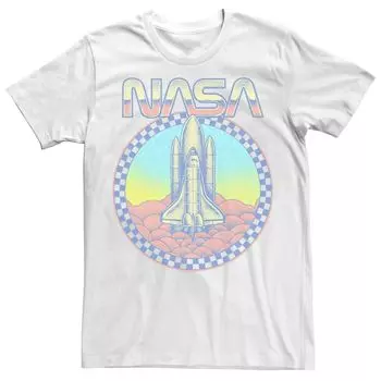 Мужская футболка с логотипом NASA в неоновую клетку в стиле ретро Licensed Character