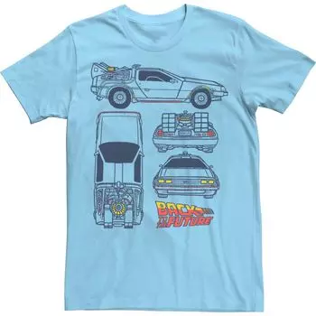 Мужская футболка с логотипом «Назад в будущее» DeLorean Blueprint Licensed Character