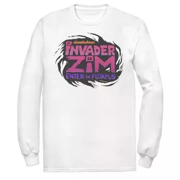 Мужская футболка с логотипом Nickelodeon Invader Zim Enter Florpus и длинными рукавами с рисунком Licensed Character, белый