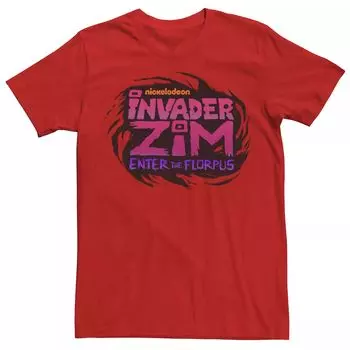 Мужская футболка с логотипом Nickelodeon Invader Zim Enter Florpus и графическим рисунком Licensed Character, красный