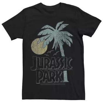 Мужская футболка с логотипом «Парк Юрского периода» Palm Tree Sunset Licensed Character, черный