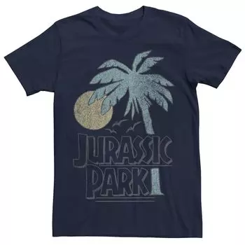Мужская футболка с логотипом «Парк Юрского периода» Palm Tree Sunset Licensed Character, синий