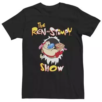 Мужская футболка с логотипом Ren & Stimpy Show Tear Through Retro Licensed Character, черный