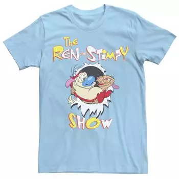Мужская футболка с логотипом Ren & Stimpy Show Tear Through Retro Licensed Character, светло-синий