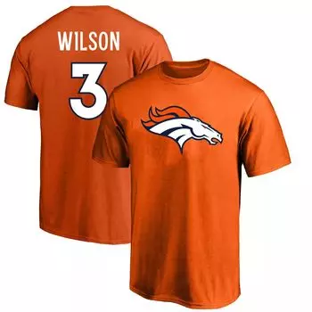 Мужская футболка с логотипом Russell Wilson Orange Denver Broncos Big & Tall с именем и номером игрока Fanatics
