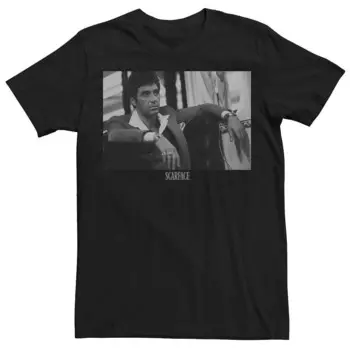 Мужская футболка с логотипом Scarface Tony Montana Sitting Portrait Licensed Character, черный