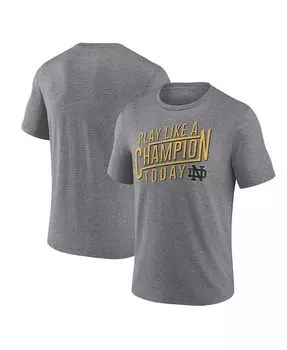 Мужская футболка с логотипом серого цвета Хизер Нотр-Дам Fighting Irish Play Like A Champion из трех смесей Fanatics, серый