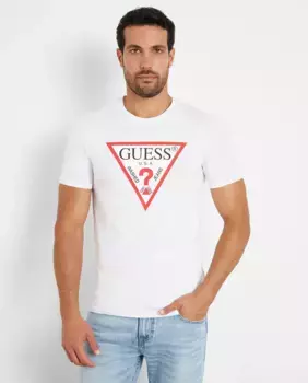 Мужская футболка с логотипом спереди Guess, белый