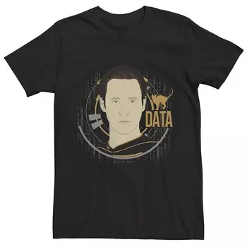 Мужская футболка с логотипом Star Trek Data Head Shot Portrait Licensed Character, черный