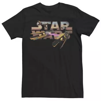 Мужская футболка с логотипом Star Wars Pod Racing и текстовым наполнением Licensed Character