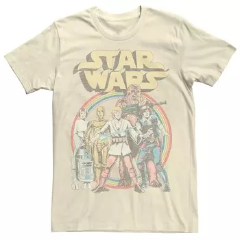 Мужская футболка с логотипом Star Wars Rainbow Retro Group, цвет Natural