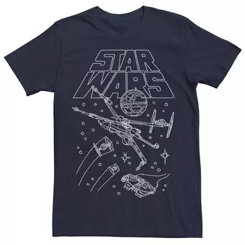 Мужская футболка с логотипом Star Wars Space Battle Line Art Licensed Character, синий