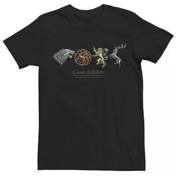 Мужская футболка с логотипом The Iron Anniversary Game Of Thrones Licensed Character, черный
