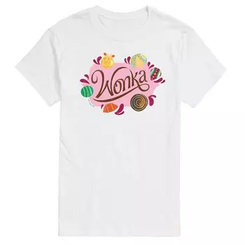 Мужская футболка с логотипом Wonka и рисунком конфет Licensed Character, белый
