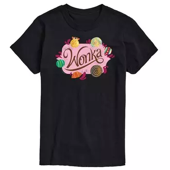 Мужская футболка с логотипом Wonka и рисунком конфет Licensed Character, черный