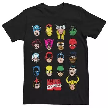 Мужская футболка с масками и лицами героев Marvel в стиле ретро Licensed Character