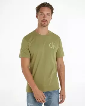 Мужская футболка с монограммой с короткими рукавами Calvin Klein Jeans, зеленый