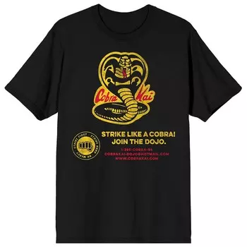 Мужская футболка с надписью Cobra Kai и логотипом Sign-Up Licensed Character, черный