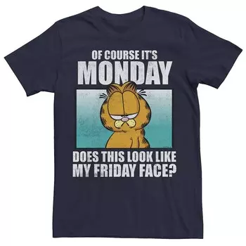 Мужская футболка с надписью Garfield Monday Meme Licensed Character, темно-синий