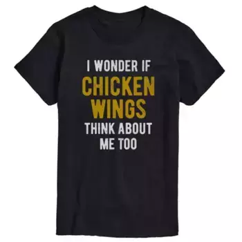 Мужская футболка с надписью «I wonder chicken wings» Licensed Character, черный