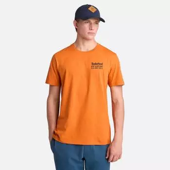Мужская футболка с надписью на спине и рукавом Timberland, оранжевый
