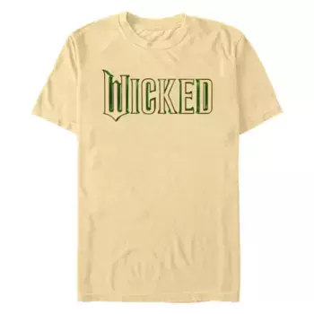 Мужская футболка с надписью «wicked logo» и саундтреком. Licensed Character, цвет butter