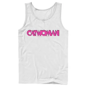 Мужская футболка с надписью «Женщина-кошка» в стиле DC Comics розового цвета в стиле ретро