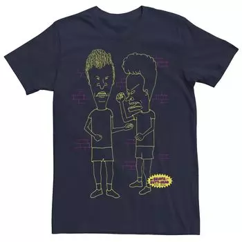 Мужская футболка с неоновым контуром Beavis & Butthead, Синяя Licensed Character, синий