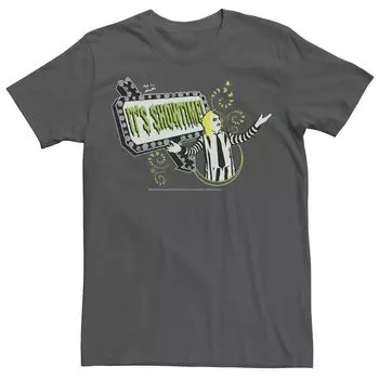 Мужская футболка с неоновым плакатом и баннером Beetlejuice It's Showtime Licensed Character